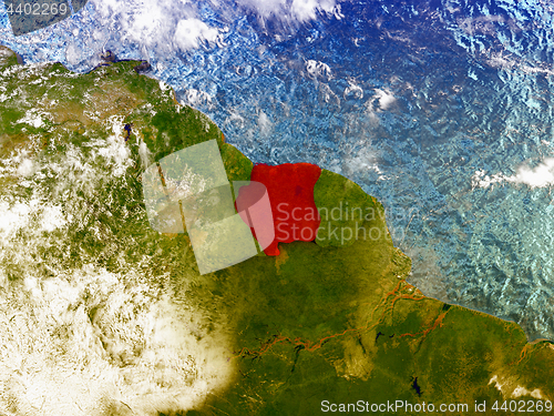 Image of Suriname on illustrated globe