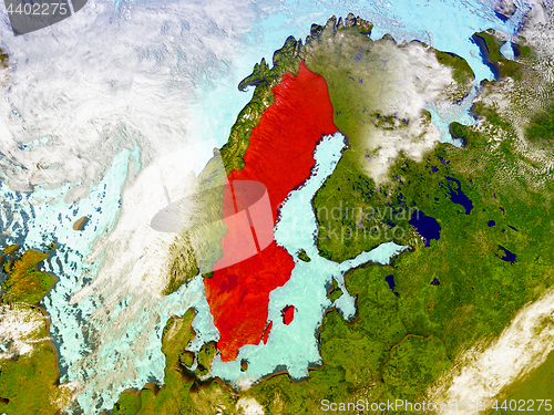 Image of Sweden on illustrated globe