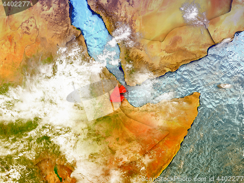 Image of Djibouti on illustrated globe