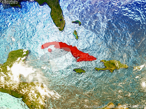 Image of Cuba on illustrated globe