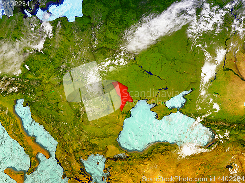 Image of Moldova on illustrated globe