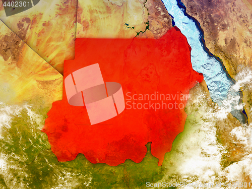 Image of Sudan on illustrated globe