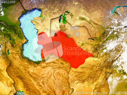 Image of Turkmenistan on illustrated globe