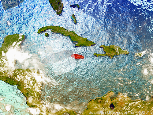 Image of Jamaica on illustrated globe