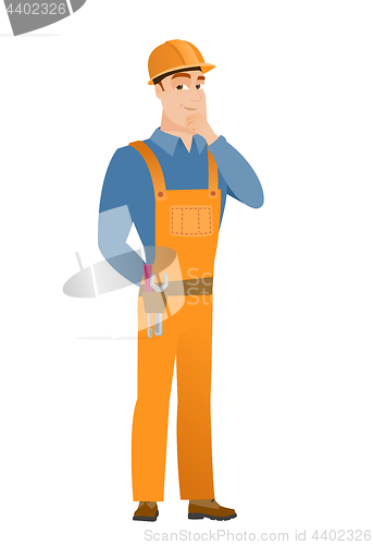 Image of Caucasian builder thinking vector illustration