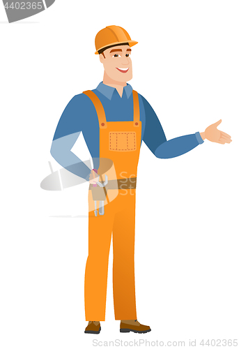 Image of Caucasian builder with tool belt.