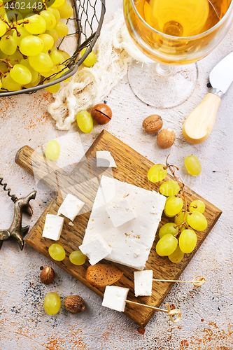 Image of wine and cheese