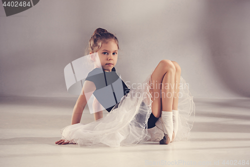 Image of The little balerina dancer on gray background