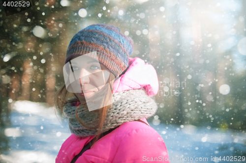Image of woman portrait in a winter forest
