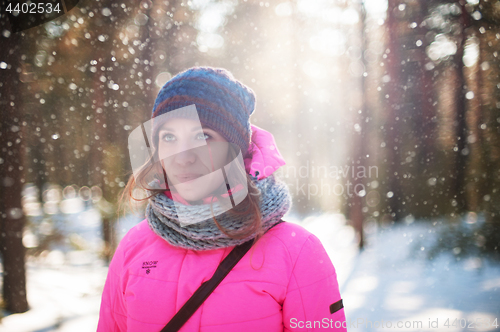 Image of woman portrait in a winter forest