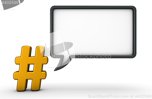 Image of hashtag and speech bubble
