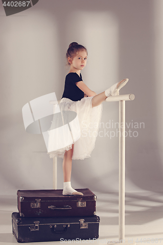 Image of The little girl as balerina dancer standing at studio