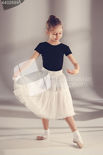 Image of The little balerina dancer on gray background