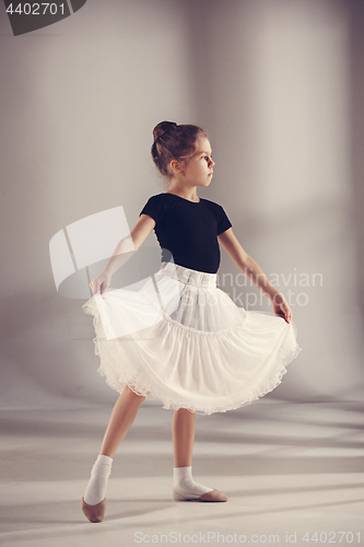 Image of The little balerina dancer on gray background