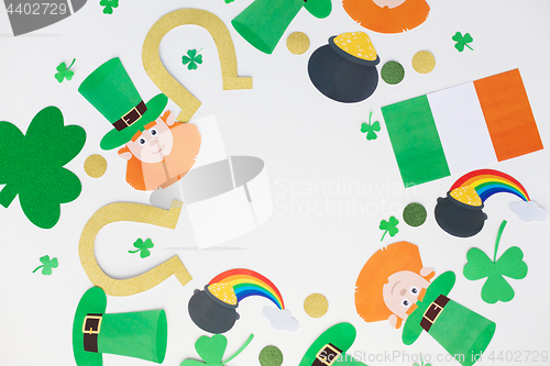 Image of st patricks day decorations on white background