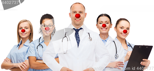 Image of group of smiling doctors at red nose day