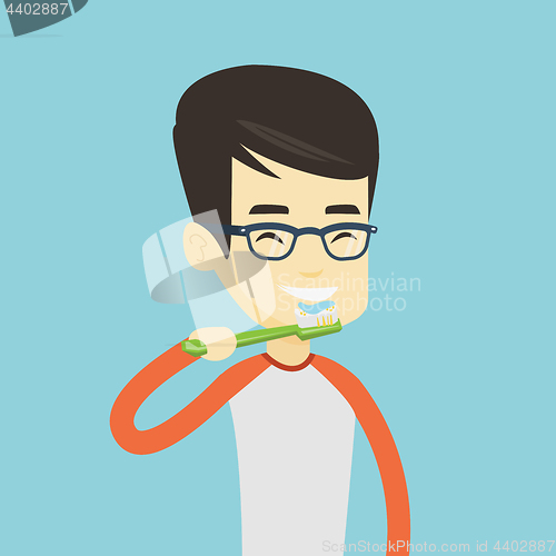 Image of Man brushing his teeth vector illustration.