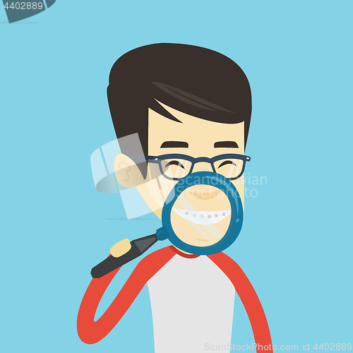 Image of Man brushing his teeth vector illustration.