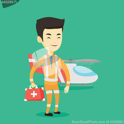 Image of Doctor of air ambulance vector illustration.