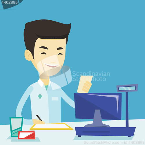 Image of Pharmacist writing prescription.