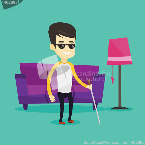 Image of Blind man with stick vector illustration.