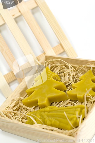 Image of handmade yellow christmas candles