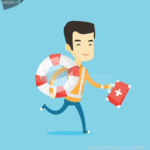 Image of Paramedic running with first aid box.