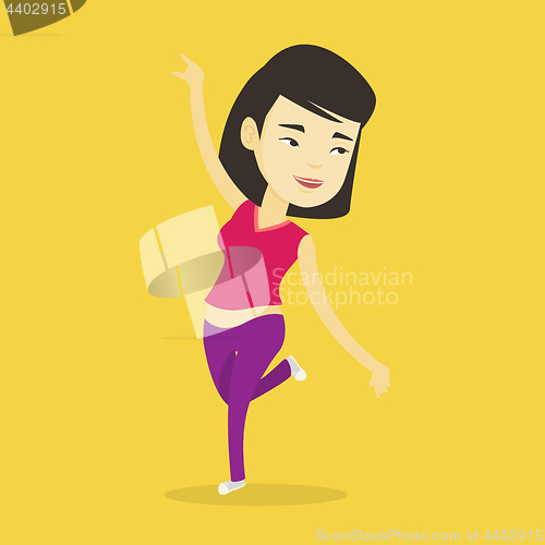 Image of Cheerful asian woman dancer dancing.