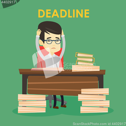 Image of Business man having problem with deadline.