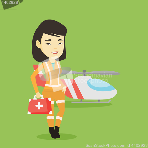 Image of Doctor of air ambulance vector illustration.