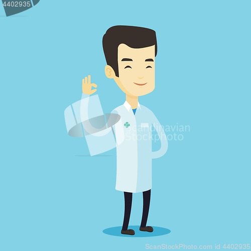 Image of Doctor showing ok sign vector illustration.