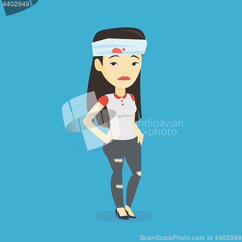 Image of Woman with injured head vector illustration.