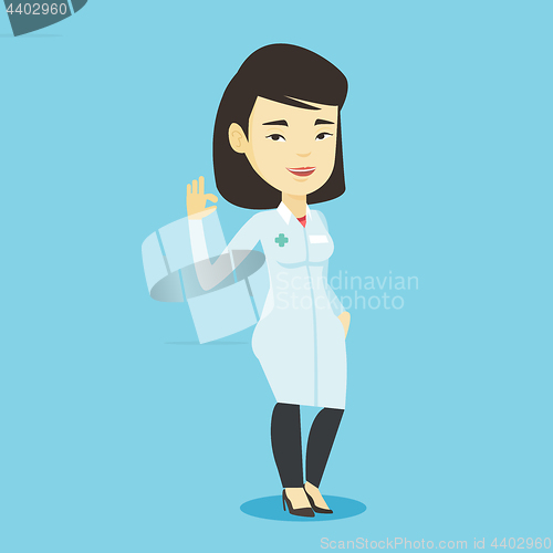 Image of Doctor showing ok sign vector illustration.