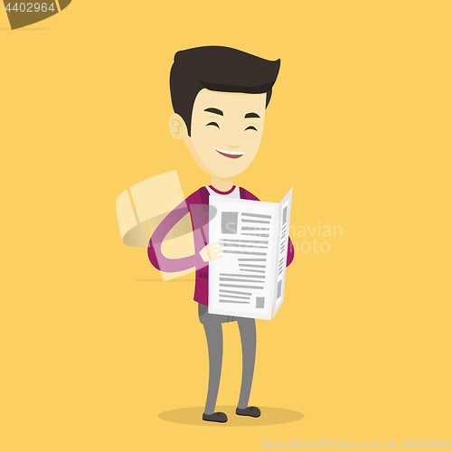 Image of Man reading newspaper vector illustration.