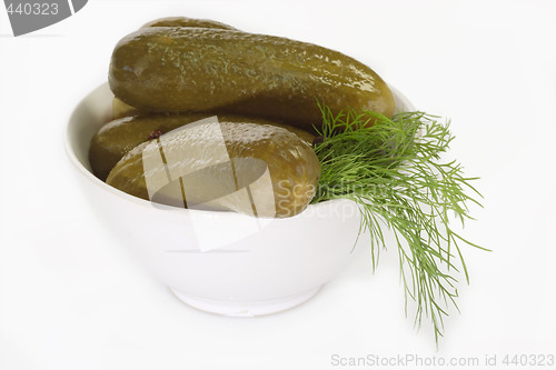 Image of Bowl of Pickled Cucumbers