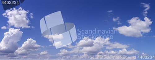 Image of Blue sky with white clouds as Panorama background