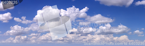 Image of Blue sky with white clouds as Panorama background
