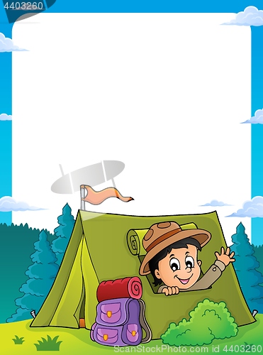 Image of Scout in tent theme frame 1