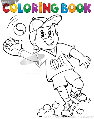 Image of Coloring book baseball player theme 1