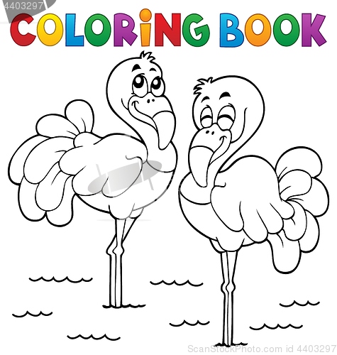 Image of Coloring book flamingo theme 1