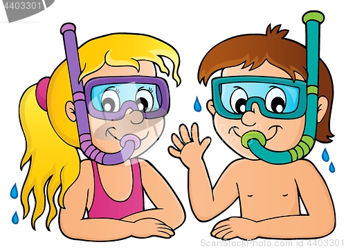 Image of Children snorkel divers theme 1