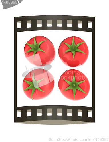 Image of tomato. 3d illustration. The film strip.