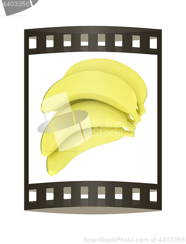 Image of bananas. 3d illustration. The film strip.