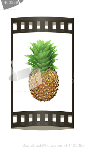 Image of Pineapple in gold isolated on white background. 3d illustration.