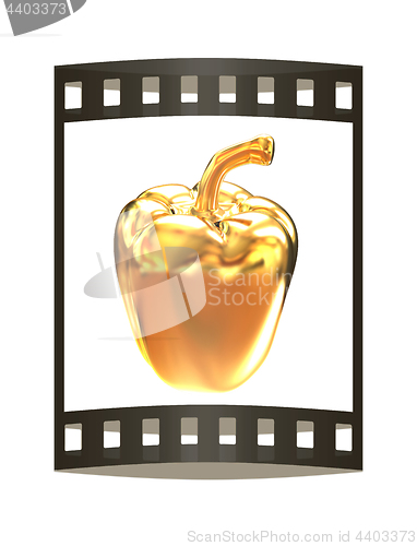 Image of Gold bulgarian pepper. 3d illustration. The film strip.