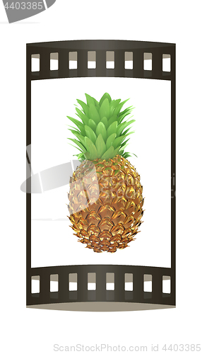 Image of Pineapple in gold isolated on white background. 3d illustration.