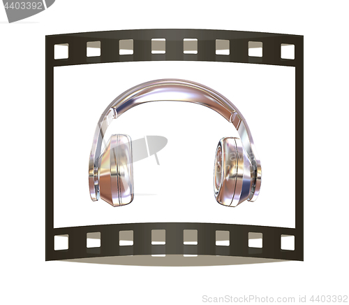 Image of Chrome headphones icon on a white background. 3D illustration. T
