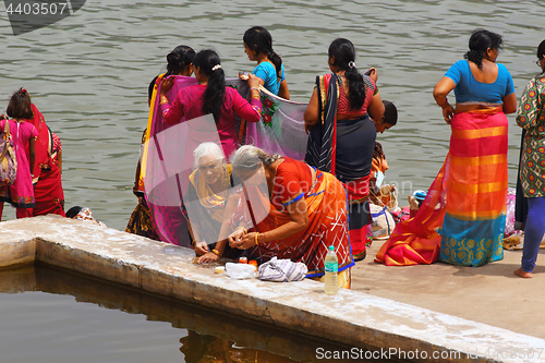 Image of Women by Pushkar lake