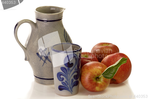 Image of Apples with beaker and jug