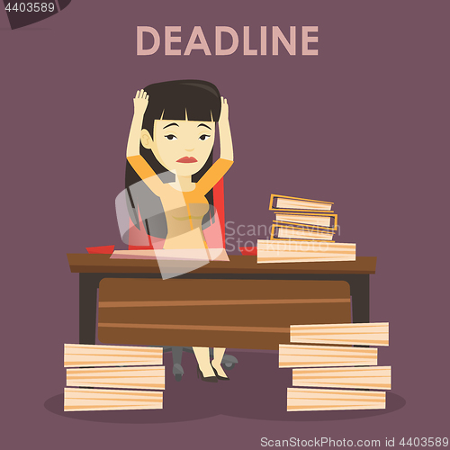 Image of Business woman having problem with deadline.